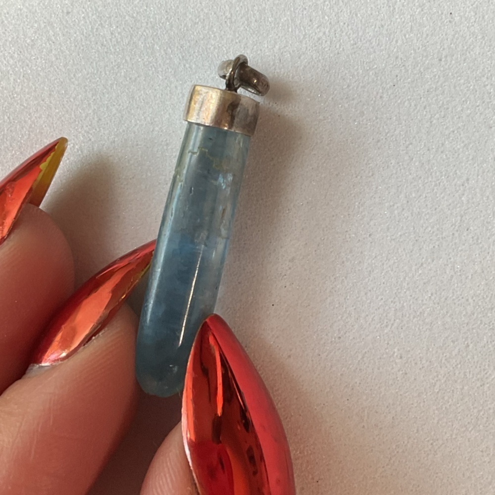 Sterling Silver Vintage Glowing Kyanite Gemstone Pendant - Picture 4 of 6